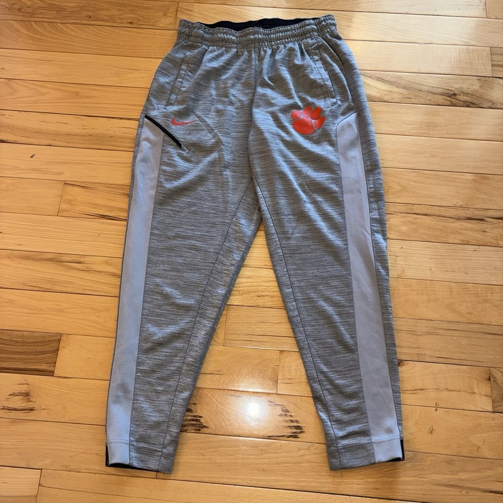 Clemson Tigers Sweatpants Mens XL Gray Nike Dri Fit Tapered Joggers Logo NCAA